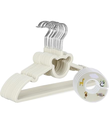 Cintres Pour Vêtements D'enfants - Lot De 50 - Cintres En Velours Avec Crochets Roses Antiderapants Blanc 82166605