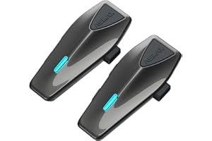 ASMAX S1 Interfono Moto, Comunicazione Bluetooth con Controllo Vocale, Interfono Mesh per 8 Piloti, Ricarica Rapida/Universale/Cancellazione del Rumore/IP67 Impermeabile (Grigio-Due)