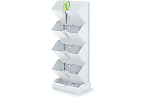 Prosperplast Macetero Vertical Mini Cascade de plastico en Color Blanco 19,5 (Largo) x 11,4 (Ancho) x 47,5 (Alto) cm con Tijeras de Jardin