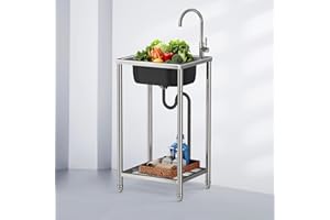 MJYDKBZ Lavelli da Cucina Lavello in Acciaio Inox autoportante Lavello Cucina 1 Vasca per esterni Lavandino Camper con Rubinetto Facile da Pulire Lavello Per Interni Esterni 50cm