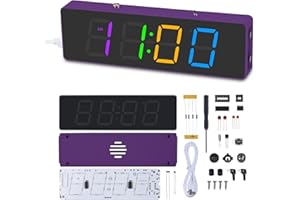 PEMENOL 4-cyfrowy zegar "zrób to sam" zestaw do majsterkowania, lutowanie, lutowanie, ćwiczenie elektroniki, budzik, zestaw RGB, kolorowy zegar cyfrowy LED z obudową akrylową, 12H/24h, ℃/℉, dla