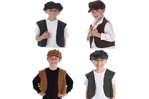 Charlie Crow Gorra y chaleco plano gris de erizo victoriano para niños | Talla única para todos los 3-8 años