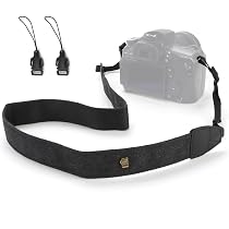 Sangle Réglable Pour Appareil Photo - Compatible Reflex, Hybride, Compact (Canon, Nikon, Sony…), Noire, 110 Cm