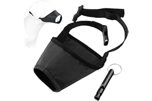 MEMOFYND 1 máscara para perros con 1 silbato, máscara ajustable para perros, bozal de seguridad transpirable para perros, bozal antimordeduras para perros, máscara impermeable para perros (negro)
