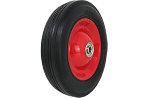 Shepherd Hardware 9636 8-Inch Semi-Pneumatic Rubber Tire, Steel Hub with Ball Bearings, Ribbed Tread, 1/2-Inch Bore Centered Axle
