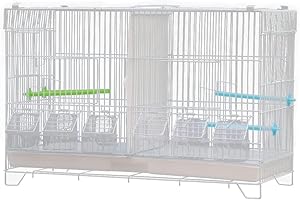 HUOLE Volière Intérieur Cage Oiseaux Exterieur Métal pour Perruches Perroquets Pinsons Inséparables Canaris avec Filet de séparation, Plateau de tiroir, Cage à Perroquet Moyenne et Petite,60 * 26 * 39.5 cm
