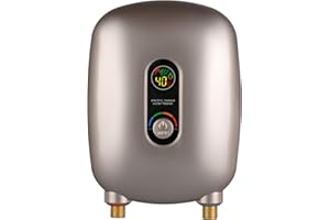 Acesunny Elektrischer Durchlauferhitzer 6500W 220V Mini Temperatur Sofort Warm für Haus Bad Küche Klein Sofortige Elektronisch Tankless Durchlauferhitzer für Küche (Goldener Knopf)