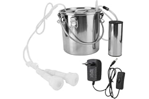 YOUTHINK Kit di Mungitura Mungitrice Elettrica Portatile a Mucca di Pecora da 5 Litri di Capra Macchina per Mungitura Elettrica per Capra da Mucca Spina Europea Con 2 Tettarelle (Per Capra/Mucca)(Cow)