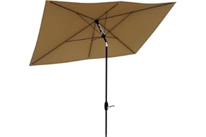 Outsunny Sombrilla de Terraza Exterior 3x2 m Parasol de Terraza Exterior con Ángulo Ajustable Mástil de Aluminio y Protección UV 50+ Sombrilla para Jardín Patio