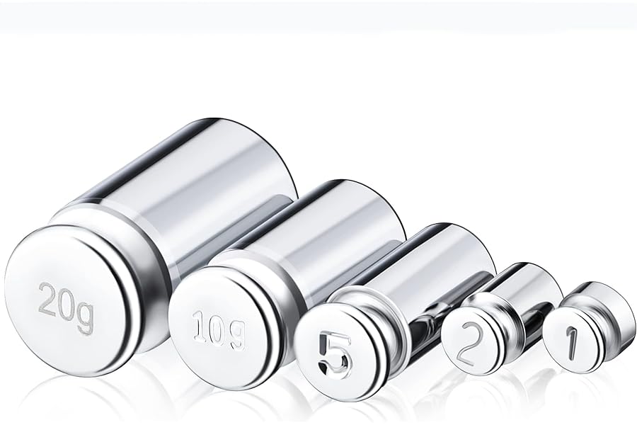 Yeenano Calibration Weight,5 pcs for Scale Calibration Weights with Chrome Plating Stainless Steel Digital Scale Balance Pocket Calibration Weight for Jewellery Laboratory Kitchen Scale 1 2 5 10 20g
