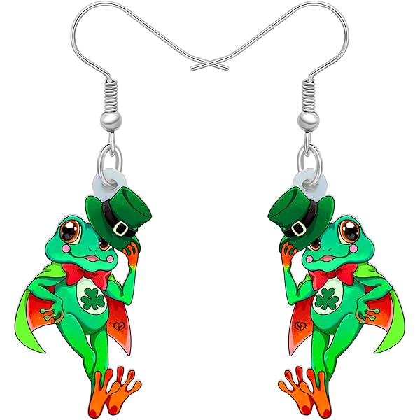 Drop Earrings Amazon Frog Earrings Cute Emerald Opal Frog Earrings