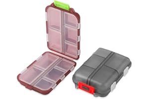 WLLHYF Podróżny organizer na pigułki, mały codzienny pojemnik na pigułki, odporny na wilgoć, pojemnik na 10 przegródek, pudełko na leki, pojemnik na witaminy do różnych leków, 2 szt