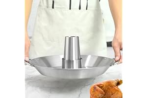 TITA-DONG Porta Pollo per Lattine di Birra, Girarrosto per Pollame in Acciaio Inossidabile 430 Porta Pollo per Lattine di Birra, Supporto in Piedi per Tacchino con Padella per Grill Forno Campeggio Casa Barbecu