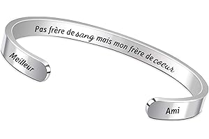 FCZIVA Bracelets Manchettes Citation Gravé Motivationnel Réglable Femmes Hommes Ami Anniversaire Cadeaux Fils Fille Inspirante Bijoux Frère Soeur Graduation Noël Femme Mari Couples Saint-Valentin