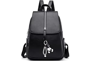 AINUOEY Mujer Bolsos Mochila Casual Bandolera Marca Mediano Antirrobo Italianos PU Cuero 76617 1 piezas Fekete