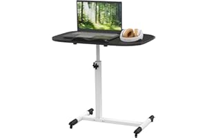 Lvhecforhm Scrivania con Ruote, Scrivania per Computer Regolabile in Altezza, può Essere Ruotato di 360° Laptop Table Tavolino, Scrivania Mobile Tavolino da Letto per PC Soggiorno Nero 60x40cm