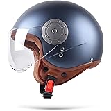 BOSERMEM Erwachsenen Harley Motorradhelm Scooter-Helm, Mode Halboffener Helm Mit Schutzbrille, Hat Den Verkehrssicherheitstes