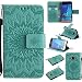 Produktbild Hozor PU Leder Hülle für Samsung Galaxy J1 2016 / J120F 4.5 zoll Embossing Prägung Blumen Muster Ledertasche Weiche TPU Soft Rückseite Abdeckung Handytasche Bumper Schutzhülle Brieftasche Flip Case Wallet Cover Bookstyle Handyhülle Tasche Anti-Scratch Shell Folio Klapphülle mit Standfunktion Magnetverschluss und Kredit Kartenfächer - Hellgrün