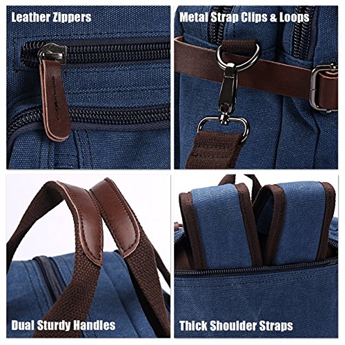 BAOSHA HB-22 Vintage Leinwand Herren Aktenkoffer Rucks  cke Arbeitstasche Umh  ngetasche Laptoptasche bis zu 14 Zoll  Blau 