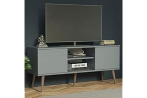 Madesa TV Stand Console with 2 Doors and 2 Shelves with Cable Management for 50, 55 Inch Media Storage Media Console Office Entertainment Center Wooden Television Cabinet - Grey