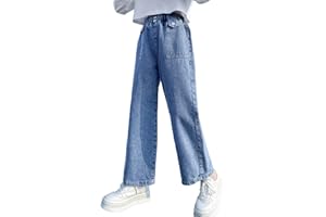 Rolanko Jeans Bambino, Pantaloni Denim Blu Dritto Fori Vintage per Bambini
