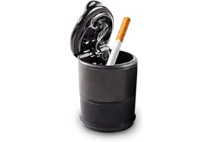 MEKEET Black Portable Smell Proof Car Ashtray with Lid - Smokeless Ash Tray for Most Car Cup Holders