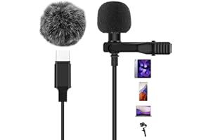 AGPTEK Type-C Lavalier Mikrofon, 2m Mini Omnidirectional Kondensator für Android und Tablets, Microphone mit Windschutz für Streaming, Podcast, kompatibel alle Geräte mit Typ-C Anschluss