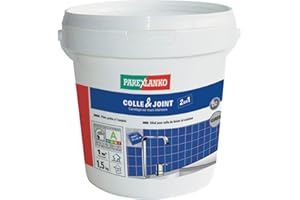 Parexlanko - Colle carrelage et joint en pâte - Colle & Joint 2 en 1 - Gris - Pour mur intérieur - Spécial pièces humides - Prête à l’emploi - 1,5kg