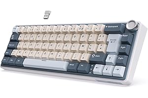 RK ROYAL KLUDGE R65 Clavier Gamer AZERTY 60% Gasket Mounted, Mécanique Tri-Mode RGB Rétroéclairé, Sans Fil QMK/Via Hot-Swap, Mini Compact TKL PBT Keycaps, Creamy Switch