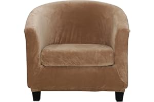 Topchances Tub Club Chair Covers,High Stretch Armchair Sofa Slipcover with Cushion Cover, Velvet Furniture Protector Soft Couch Covers for Dining Living Room Office Reception