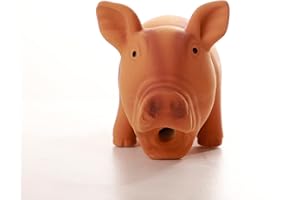 SOCIAL4ANIMAL Juguete Resistente para Perros - Cerdo de Látex Natural con Sonidos Realistas, Alivia Ansiedad y Aburrimiento, 17 x 9.3 x 6 cm (Marron)