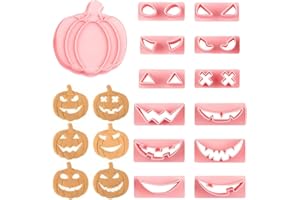 AURASKY Halloween Emporte Piece, Halloween Moule à Biscuit, Emporte-pièces en Plastique 3D, Citrouille Formes avec Différentes Expressions pour Gâteaux Patisserie Biscuits Fondant