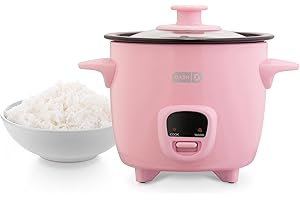 DASH Mini olla arrocera con olla antiadherente extraíble, función para mantener el calor y guía de recetas, medio cuarto de galón, para sopas, guisos, granos y avena, color rosa