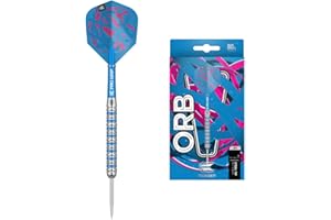 Target Darts Unisex Target Orb 01 22 g 80% stal wolframowa zestaw końcówek 8 Flight Chris Lim No 6 kształt lotki lotki, srebrne, niebieskie i różowe, UK