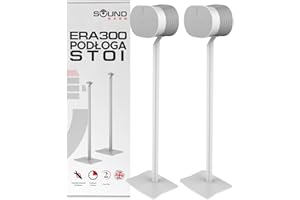 SOUND BASS ERA300 Stojaki Podłogowe, Metalowa Konstrukcja, Zestaw 2 Szt., Białe, Kompatybilne z Sonos ERA 300, Akcesoria w Zestawie, Zarządzanie Przewodami, Zaprojektowane w Wielkiej Brytanii, Para