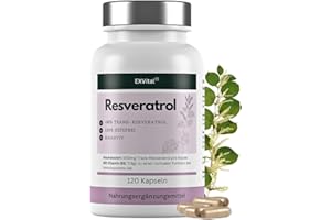 ‎EXVITAL EXVital® Resveratrol Kapseln, 98% Trans-Resveratrol, 500mg pro Kapsel, 120 vegane Kapseln, vegan & ohne Zusätze, laborgeprüft