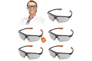 ACENTOR 5 Pezzi Occhiali Protettivi, Occhiali di Sicurezza Trasparenti, Occhiali da Lavoro Protettivi, Occhiali di Protezione Antigraffio, Occhiali Laboratorio, per Costruzione, Laboratorio