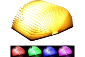 JTgugu LED Buchlampe Faltbar Holz Klein USB Wiederaufladbare Buch Lampe 5 Farben 360° Faltbare Magnetische Buchlampen Lampen Nachtlicht Geschenke für Kinder Freundin Geschenk Eltern