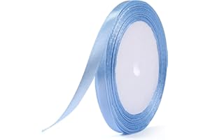 IHASPOKO Ruban Satin, 6mm x 22m Ruban Tissu pour Bricolage Art & Artisanat, Emballage Cadeau, Ballons, Nœuds, Décoration de Mariage (Polyester, Azur)