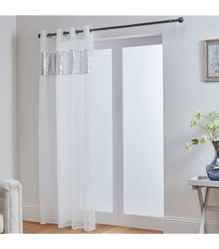 1 X GLITTER ADELE GLAMOUR SPARKLE MODERN VOILE EYELET CURTAIN PANELS 4