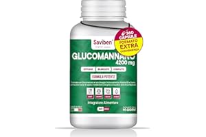 SAVIBEN Glucomannano Forte 4200mg, 360CPS FORMATO EXTRA SCORTA, Perdita di Peso, Extra Dosaggio, Soppressore dell’Appetito, Saziante Naturale, arricchito con inulina, cromo e vitamina B3