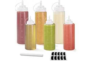 6-delat sprutflaskeset, sprutflaskor i plast, fyllbara plastflaskor med doseringsspets, kan användas som oljeflaskor, sprayflaskor, såsflaskor, doseringsflaskor, pumpflaskor