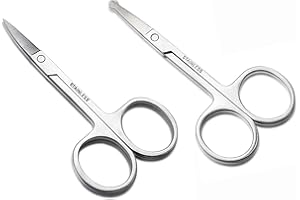 LANSONEE 2Pcs Nose Hair Scissors Set, for Nose Scissors Beard Moustache Eyelash Eyebrow Trimmer