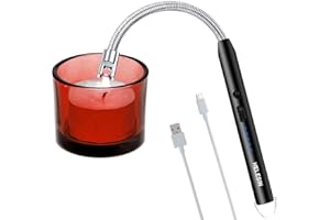 HELESIN Candle Lighter, Electric Lighter Rechargeable USB, Long Lighter with 11cm Neck, USB Lighter with Hook, Windproof and Flameless Plasma Arc Lighter for Candle, Fireworks, BBQ, Gas Stove