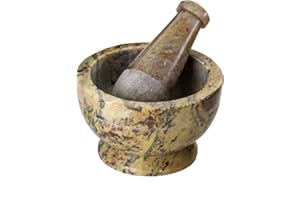 NKlaus Mortier en stéatite Ø 10cm avec pilon Mortarium petit 0,8kg Lourd bol à râper Épices Broyeur Herbes Encens 1185