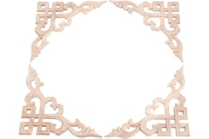 MUXSAM Rubber Wood Corner Decal Set,4Pcs Wooden Applique DIY and Onlays for Furniture,Unpainted Wood Carving Corner Decals for Walls, Cabinets, Bedside Cabinets,20 cm