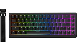 ‎EPOMAKER EPOMAKER HE68 Lite przewodowa klawiatura do gier z Hall Effect, sondowaniem 8000 Hz i skanowaniem 128000 Hz, regulowana aktywacja, opóźnienie 0,125 ms, amortyzacja akustyczna, Snap Key, A-RGB (czarny)