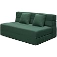 ANONER Divano futon pieghevole in memory foam con cuscino, chaise longue convertibile, divano da pavimento per soggiorno camera da letto, verde scuro