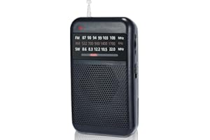 RAYPOW Tragbares Radio, 3-Band-Transistorradio, FM SW3, tragbare Tasche, Akku-betrieben mit 2 AA-Batterien, kleines Taschenradio, FM-Radio, starker Lautsprecher, für Terrasse und Innen- und Außenbereich