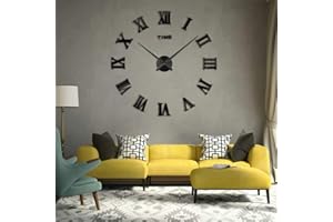TIMELIKE 3D DIY Frameless Large Wall Clock Modern Roman Numerals 3D Mirror Sticker Home Office Decorations for Living Room Bedroom